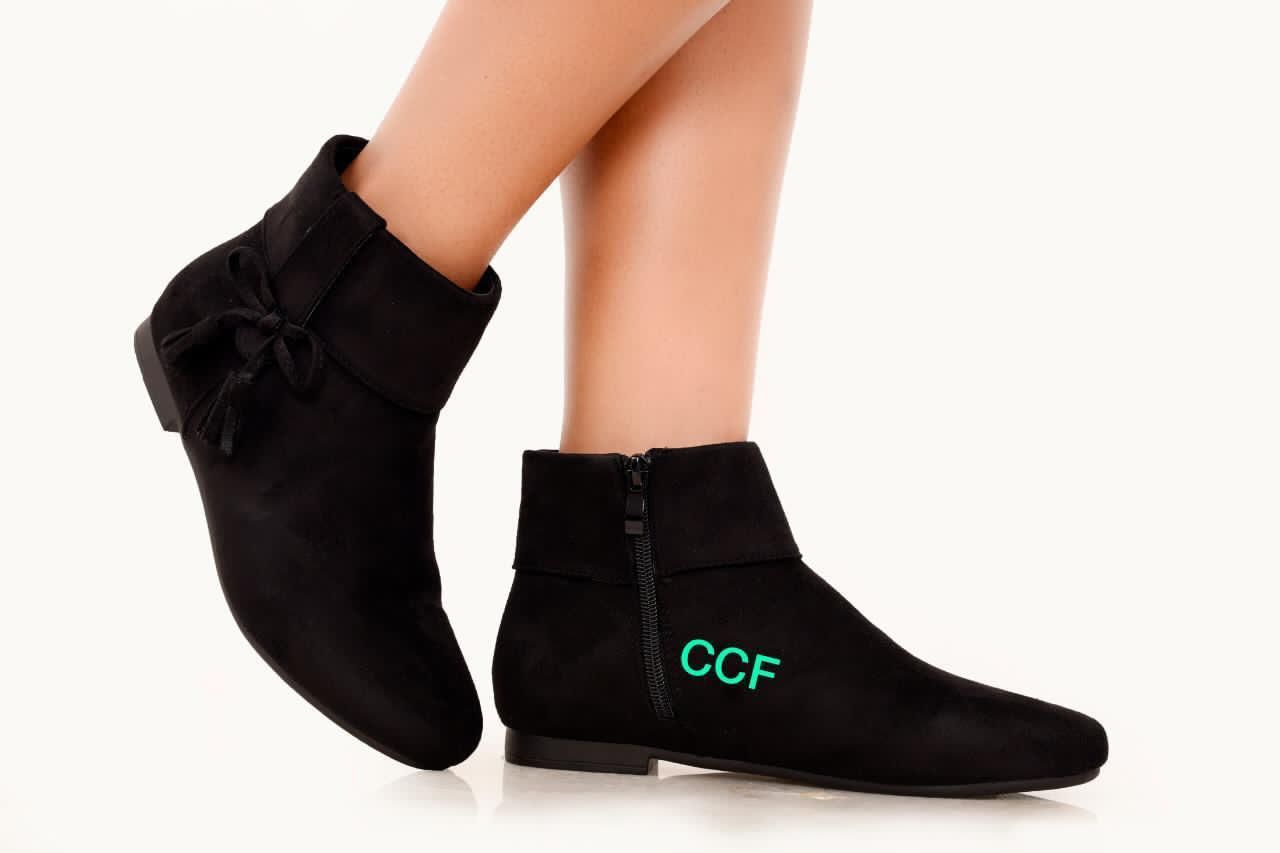 Women’s Black Faux Suede Ankle Boots – Flat Low Heel, Side Zipper Closure, Tassel Bow Detail, Soft Inner Lining, Non-Slip Sole, Lightweight Casual Comfort Fashion Booties for Everyday Wear