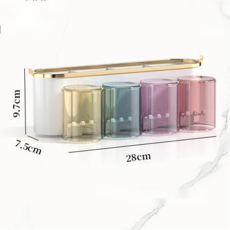 Toothbrush Rack Mouthwash Cup Bathroom Perforation-Free Wall Hanging Storage Rack