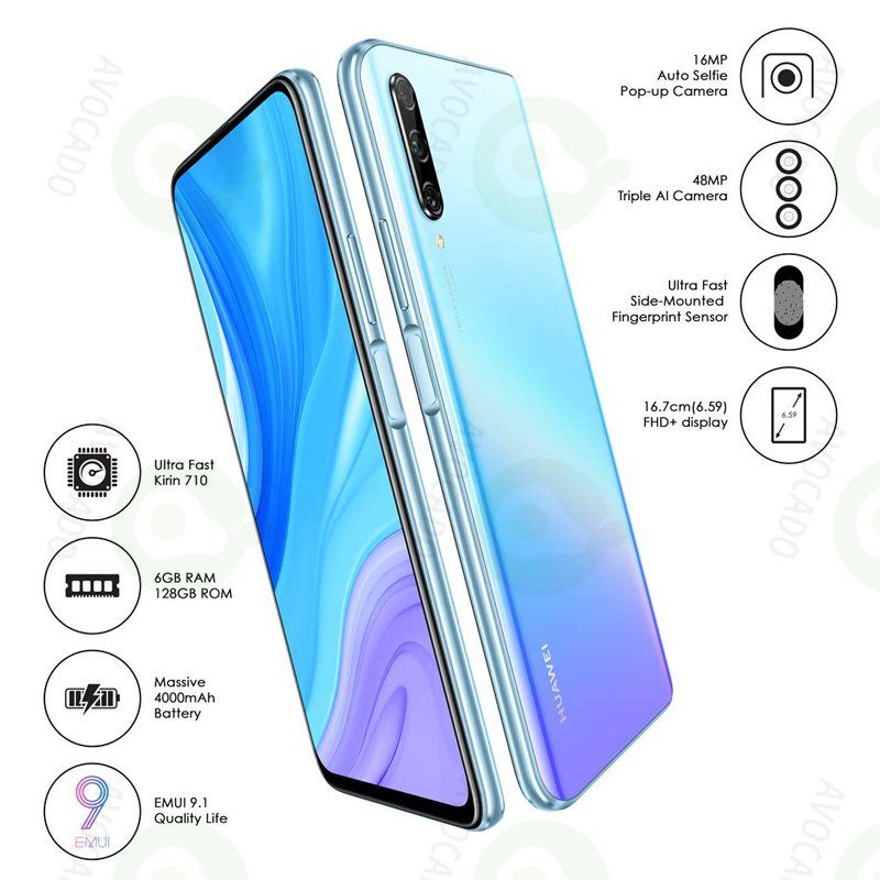 Refurbished Phone HUAWEI Y9s 6.59" FullView Dual SIM 128GB Storage 6GB RAM 48MP+16MP Pop Up Camera EMUI 9.1 4000mAh Battery Side Fingerprint Unlock Smart Phones