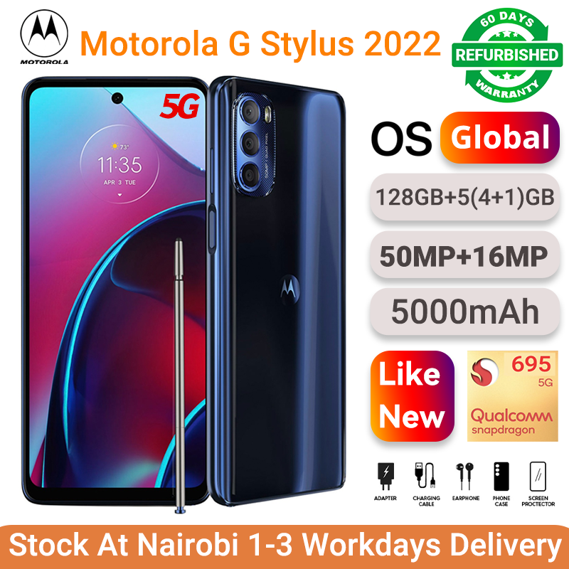Refurbished Phones Motorola G Stylus 5G 2022 120Hz Refresh Snapdragon 695 5G 4GB RAM 128GB Storage  50MP+16MP Camera 5000mAh Battery Smart Phones