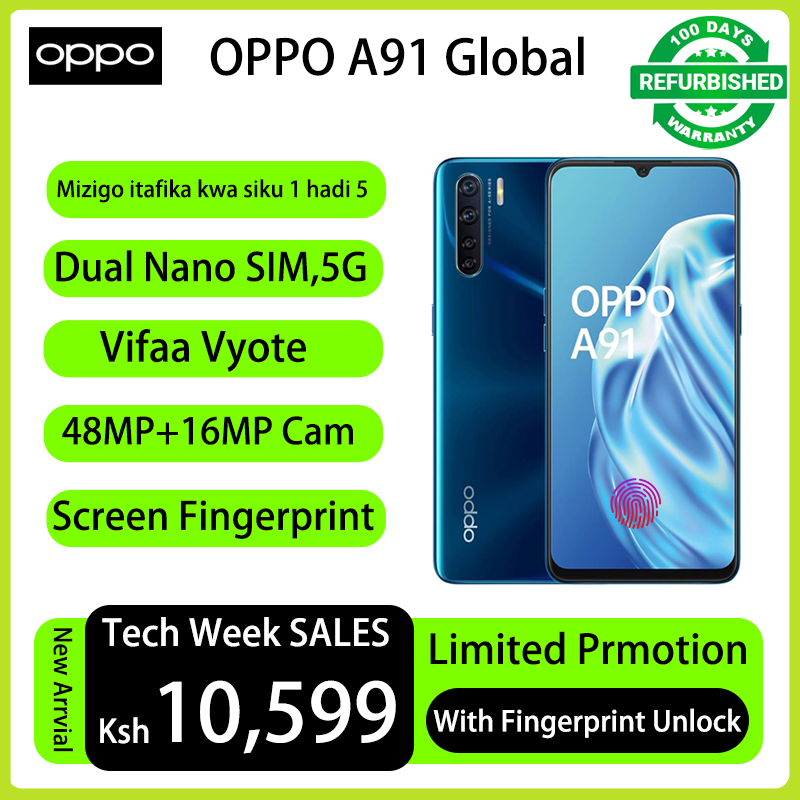 Refurbished Phones OPPO A91 Fingerprint Unlock 128GB Storage 8GB RAM 48MP+16MP Camera  Helio P70 Dual 4G Nework 4025mAh Battery  6.4" Screen Smart Phones Random Color,128GB+8GB