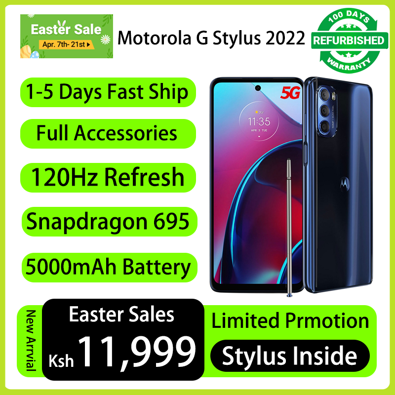 Refurbished Phones Motorola G Stylus 5G 2022 120Hz Refresh Snapdragon 695 5G 4GB RAM 128GB Storage  50MP+16MP Camera 5000mAh Battery Smart Phones