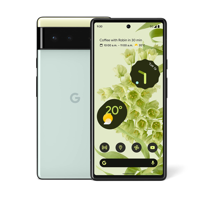 Refurbished Phones Google Pixel 6 8GB RAM 128GB Storage 90Hz AMOLED Screen CPU Google Tensor 50MP 4614mAh Battery Fingerprint (under display) Smart Phones