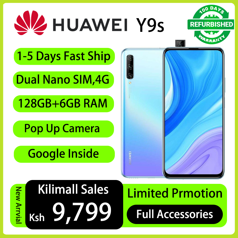 Refurbished Phone HUAWEI Y9s 6.59" FullView Dual SIM 128GB Storage 6GB RAM 48MP+16MP Pop Up Camera EMUI 9.1 4000mAh Battery Side Fingerprint Unlock Smart Phones