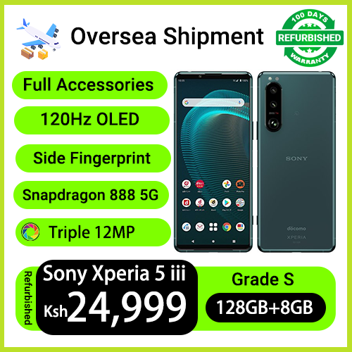 Refurbished Phones Sony Xperia 5 iii 8GB RAM 128GB Storage Snapdragon 888 5G 120Hz OLED Screen 4500mAh Battry Triple 12MP Camera Side Fingerprint Android 11 Smart Phones