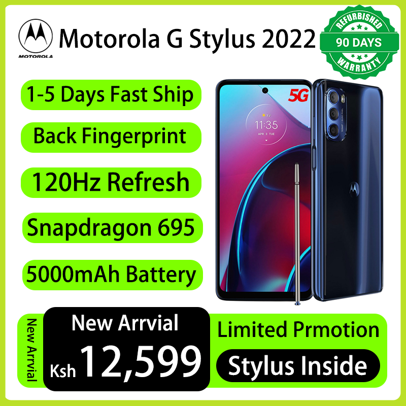 Refurbished Phones Motorola G Stylus 5G 2022 120Hz Refresh Snapdragon 695 5G 4GB RAM 128GB Storage  50MP+16MP Camera 5000mAh Battery Smart Phones
