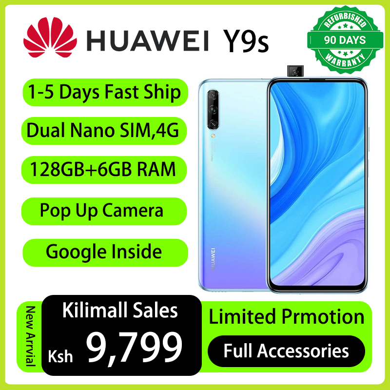 Refurbished Phone HUAWEI Y9s 6.59" FullView Dual SIM 128GB Storage 6GB RAM 48MP+16MP Pop Up Camera EMUI 9.1 4000mAh Battery Side Fingerprint Unlock Smart Phones