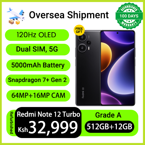 Refurbished Phones XIAOMI Redmi Note 12 Turbo Snapdragon 7+Gen 2 120Hz OLED 64MP+16MP Camera 5000mAh Battery Side Fingerprint 67W Fast Charge Smart Phones