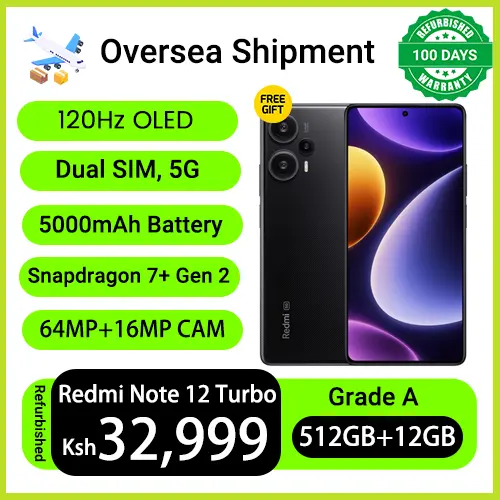 Refurbished Phones XIAOMI Redmi Note 12 Turbo Snapdragon 7+Gen 2 120Hz OLED 64MP+16MP Camera 5000mAh Battery Side Fingerprint 67W Fast Charge Smart Phones