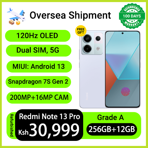 Refurbished Phones XIAOMI Redmi Note 13 Pro 12GB RAM 120Hz OLED 256GB Storage Dual SIM 5G Network Snapdragon 7s Gen 2 200MP Camera Underdisplay Fingerprint Unlock Android 13 Smart Phones