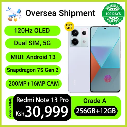 Refurbished Phones XIAOMI Redmi Note 13 Pro 12GB RAM 120Hz OLED 256GB Storage Dual SIM 5G Network Snapdragon 7s Gen 2 200MP Camera Underdisplay Fingerprint Unlock Android 13 Smart Phones