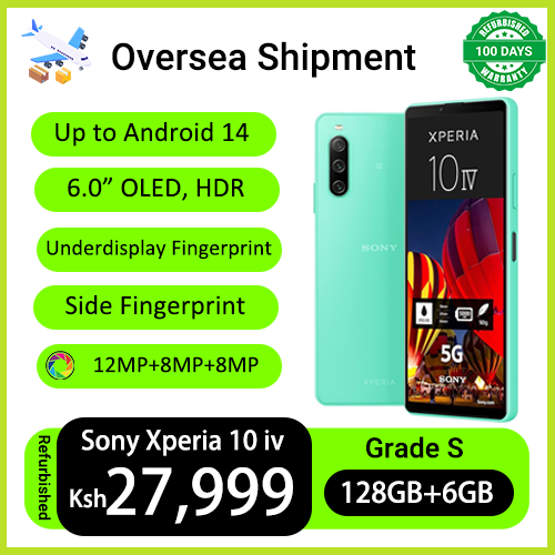 Refurbished Phones Sony Xperia 10 IV Snapdragon 695 5G 6GB RAM 128GB Storage 6.0" OLED Screen 5000mAh Battry 12MP+8MP Camera Side Fingerprint Android 13 Smart Phones
