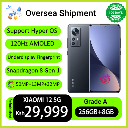 Refurbished XIAOMI 12 Mi 12 8GB RAM Snapdragon 8 Gen 1 Dual SIM 50MP+32MP Camera 120hz AMOLED Refresh Rate in-display Fingerprint  4500mAh Battery Smart Phones