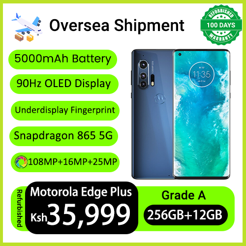 Refurbished Phones Motorola Edge+ Edge Plus 2020 90Hz OLED Curved Screen 108MP+25MP Camera Snapdragon 865 5G 5000mAh Battery Underdisplay Fingerprint Android 10 Smart Phones