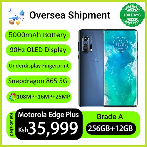 Refurbished Phones Motorola Edge+ Edge Plus 2020 90Hz OLED Curved Screen 108MP+25MP Camera Snapdragon 865 5G 5000mAh Battery Underdisplay Fingerprint Android 10 Smart Phones