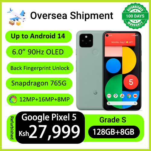 Refurbished Phones Google Pixel 5 8GB RAM 128GB Storage 90Hz OLED 4080mAh Battery 16MP+12MP+8MP Camera Snapdragon 765G 5G upgradable to Android 13 Smart Phones