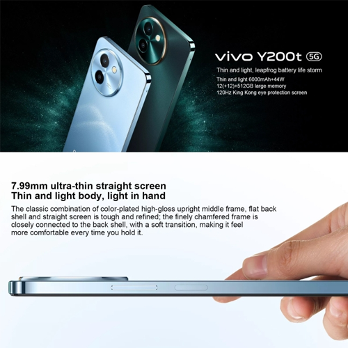 Refurbished VIVO Y200t  6.72" 120Hz 50MP+8MP Camera 6000mAh Battery Snapdragon 6 Gen 1 5G Side Fingerprint Dual SIM Android 13 Smart Phones