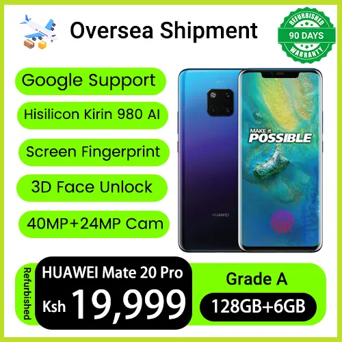 Refurbished Phones HUAWEI Mate 20 Pro Dual SIM 4G LTE 40MP+20MP+24MP Camera 4200 mAh 3D Face Unlock In-Display Fingerprint 6.39" OLED Screen Kirin 980 CPU Smart Phones