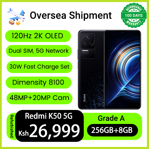 Refurbished Phones Redmi K50 Mediatek Dimensity 8100 Original 120Hz 2K OLED 5G CPU 5500mAH Battery 48MP+20MP Side Fingerprint Unlock Smart Phones