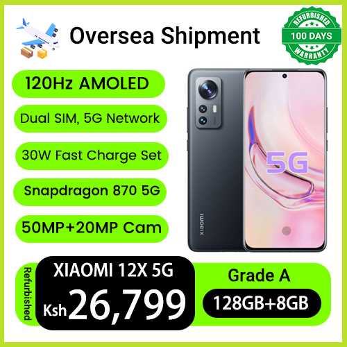 Refurbished Phones XIAOMI MI 12X 256GB Storage 8GB RAM 50MP +32MP Selfie Camera 6.28" 120Hz AMOLED Snapdragon 870 Dual 5G Network Under Dispay Fingerprint Smart Phones