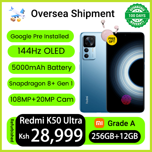 Refurbished Phones Redmi K50 Ultra 12GB RAM 256GB ROM Dual SIM 144Hz Refresh Snapdragon 8+ Gen 1 Screen Fingerprint Unlock 108MP+20MP Smart Phones