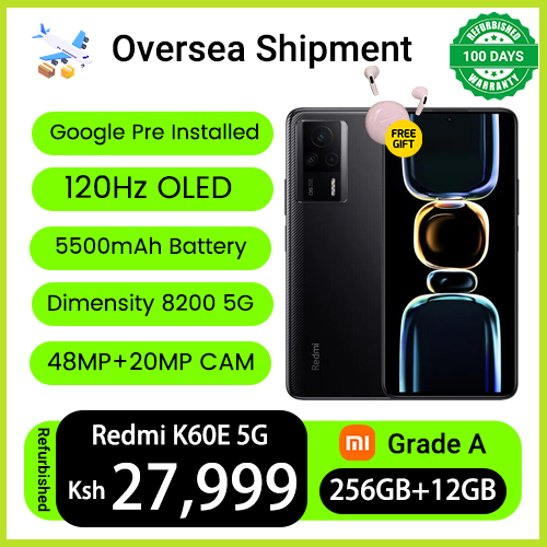 Refurbished Phones XIAOMI Redmi K60E 120Hz OLED 256GB 12GB RAM Dual SIM Dimensity 8200 5G CPU 5500mAh Battery 48MP+20MP UnderDisplay Fingerprint Unlock Smart Phones