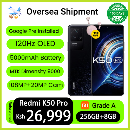 Refurbished Phones Redmi K50 Pro 8GB RAM 256GB ROM Dual SIM 120Hz Refresh Dimensity 9000 Side Fingerprint Unlock 108MP+20MP Smart Phones