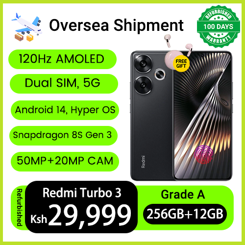 Refurbished Phones Redmi Turbo 3 12GB RAM 256GB ROM Dual SIM 120Hz AMOLED Snapdragon 8s Gen 3 Screen Fingerprint Unlock 50MP+20MP 500mAh Battery Smart Phones