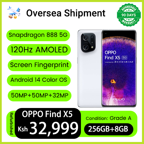 Refurbished Phones OPPO Find X5 5G 128GB ROM 8GB RAM Dual SIM Snapdragon 870 5G 50MP+50MP+32MP Camera 120Hz AMOLED Screen Fingerprint Unlock Smart Phones