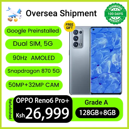 Refurbished Phones OPPO Reno6 Pro+ 5G 8GB RAM 90Hz AMOLED with Underdisplay Fingerprint Unlock 50MP+32MP Camera 4500mAh Battery Snapdragon 870 5G Smart Phones