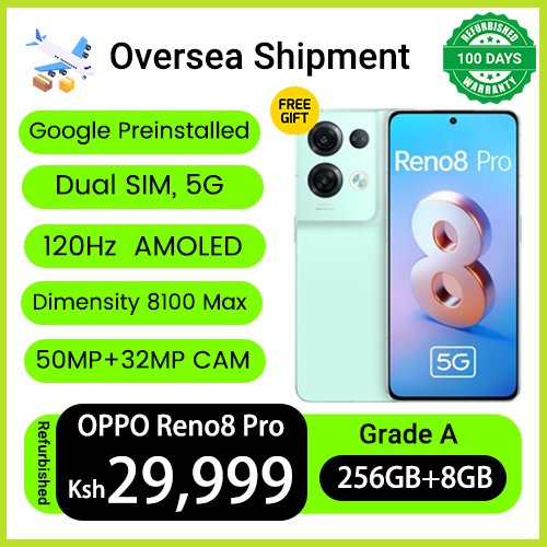 Refurbished Phones OPPO Reno8 Pro 5G 256GB 8GB RAM Dual SIM Dimensity 8100 Max 50MP+32MP Camera 120Hz AMOLED Screen Fingerprint Unlock Smart Phones