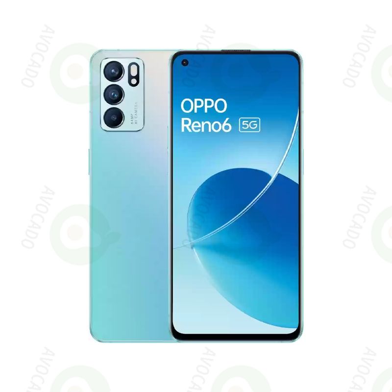 Refurbished Phones OPPO Reno6 5G 256GB ROM 12GB RAM Dual SIM Dimensity 900 5G 64MP+32MP Camera 90Hz AMOLED Screen Fingerprint Unlock Smart Phones