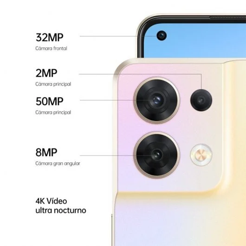Refurbished Phones OPPO Reno8 5G 256GB 8GB RAM Dual SIM Dimensity 1300 50MP+32MP Camera 90Hz AMOLED Screen Fingerprint Unlock Android 14 Smart Phones