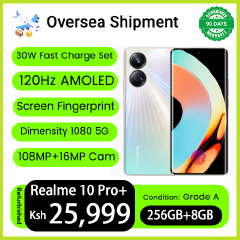 Refurbished Realme 10 Pro+ 256GB Storage 8GB RAM 120Hz Curved AMOLED Screen 5000mAh Battery Dimensity 1080 5G 108MP+16MP Camera Underdisplay Fingerprint Unlock Smart Phones