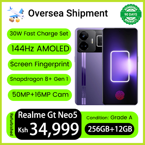 Refurbished Phones Realme GT Neo 5 12GBRAM 256GB Storage Snapdragon 8+ Gen 1 144HZ 1.5K AMOLED Display Underdisplay Fingerprint 5000mAh Battery 50MP Camera Smart Phones