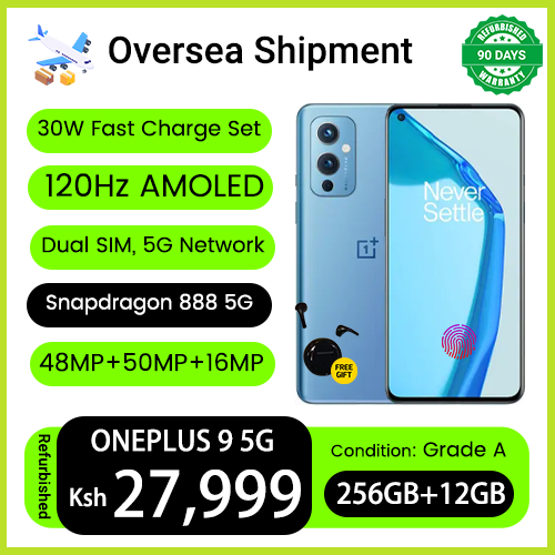 Refurbished Phones Oneplus 9 5G Dual SIM 12GB RAM Snapdragon 888 5G120Hz AMOLED 48MP+50MP+16MP Camera 4500mAh Battery UnderDisplay Fingerprint Unlock Smart Phones