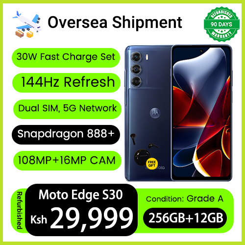 Refurbished Phone Motorola Edge S30 144Hz 12GB RAM 256GB ROM Snapdragon 888+ 108MP+16MP Camera 5000mAh Battery Side Fingerprint Smart Phones