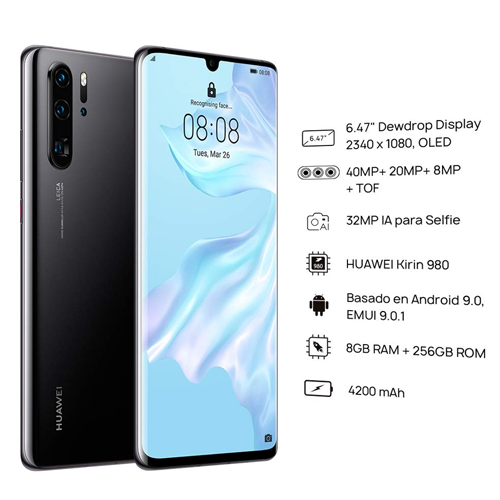 Refurbished Phones HUAWEI P30 Pro Dual SIM 4G LTE 8GB RAM 40MP+20MP Camera 4200 mAh Face Unlock In-Display Fingerprint OLED Screen Kirin 980 CPU Smart Phones