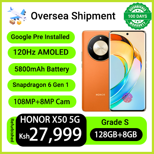 Refurbished Phones HONOR X50 8GB RAM Snapdragon 6 Gen 1 6.78" 120Hz AMOLE Dual SIM 5G Network 5800mAh Battery 108MP+8MP Camera Android 13 Under Display Fingerprint  Smart Phones