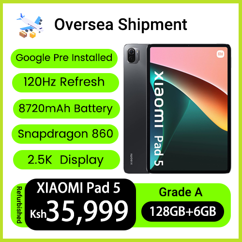Refurbished Tablets Xiaomi Pad 5 WiFi Only 11 inches 120Hz 8720mAh Battery Bluetooth 5.0 Four Speakers Dolby Atmos Snapdragon 860 13 Mp+8MP Camera Tablets