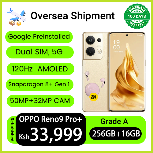 Refurbished Phones OPPO Reno9 Pro+5G 256GB ROM 16GB RAM Dual SIM Snapdragon 8+ Gen 15G 50MP+32MP Camera 120Hz AMOLED Screen Fingerprint Unlock Smart Phones
