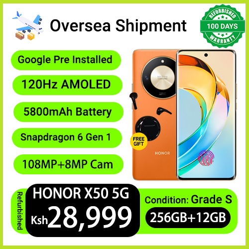 Refurbished Phones HONOR X50 8GB RAM Snapdragon 6 Gen 1 6.78" 120Hz AMOLE Dual SIM 5G Network 5800mAh Battery 108MP+8MP Camera Android 13 Under Display Fingerprint  Smart Phones