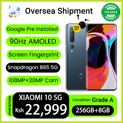 Refurbished Phones XIAOMI MI 10 5G 16(8+8)GB RAM 90Hz AMOLED Snapdragon 865 5G 108MP Underdisplay Fingerprint 4780mAh VC Liquid Cool Dual 5G Network Wifi-6 Smart Phones