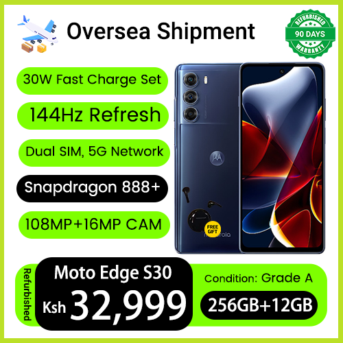 Refurbished Phone Motorola Edge S30 144Hz 12GB RAM 256GB ROM Snapdragon 888+ 108MP+16MP Camera 5000mAh Battery Side Fingerprint Smart Phones