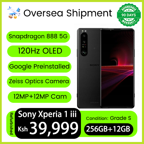 Refurbished Sony Xperia 1 iii 12GB RAM 256GB Storage Snapdragon 888 5G 120Hz OLED Screen 4500mAh Battry Triple 12MP+8MP Camera Side Fingerprint Android 13 Smart Phones