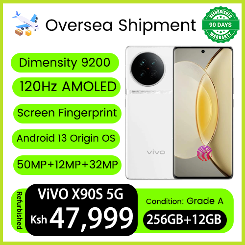 Refurbished VIVO X90s 5G 12GB RAM 256GB ROM 120Hz AMOLED 50MP+32MP Camera 4800mAh Battery Dimensity 9200+ (4 nm) Screen Fingerprint Dual SIM Android 13 Smart Phones
