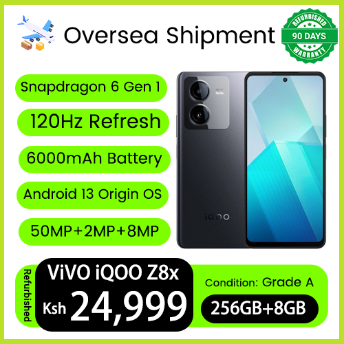 Refurbished VIVO iQOO Z8x 8GB RAM 256GB ROM 120Hz Refresh 50MP+8MP Camera 6000mAh Battery Snapdragon 6 Gen 1 Side Fingerprint Dual SIM Android 13 Smart Phones