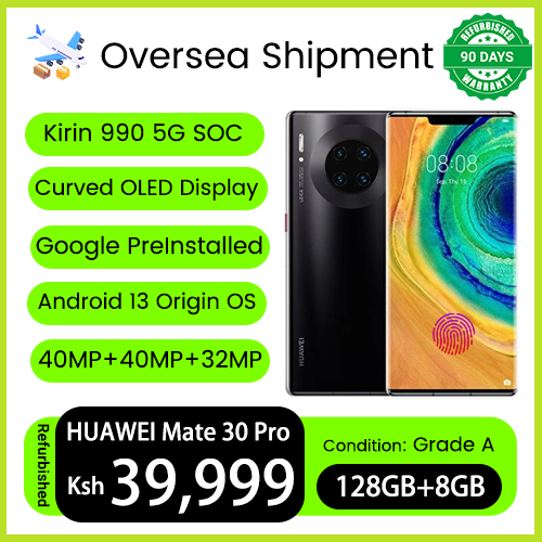 Refurbished Phones HUAWEI Mate 30 Pro 5G Dual SIM 8GB RAM 40MP+40MP+32MP Camera 4500 mAh Under Display Unlock Fingerprint OLED Screen Kirin 990 5G CPU Smart Phones