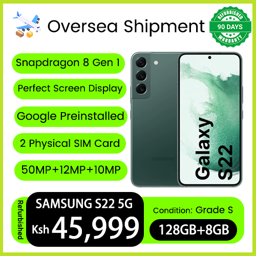 Refurbished Phones SAMSUNG S22 5G Snapdragon 8 Gen 1 8GB RAM 256GB Storage Dual SIM 5G Network 120Hz Super AMOLED 3700mAh 50MP+12MP+10MP Camera Screen Fingerprint Android 13 Smart Phones