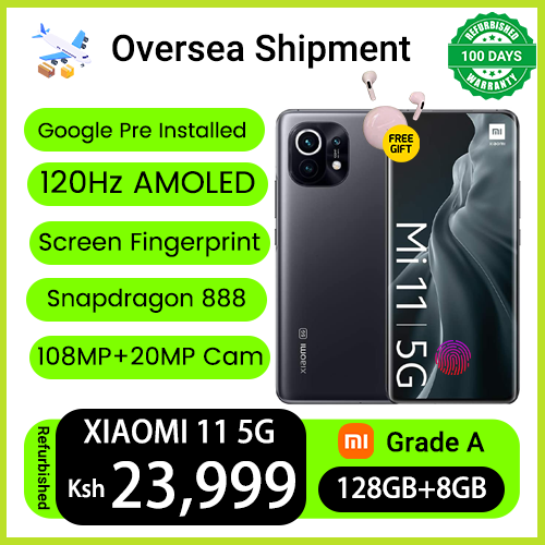 Refurbished Phones XIAOMI MI 11 5G Network 128GB Storage 8GB RAM Dual SIM 108MP 6.81" original 2K AMOLED Quad-curved flexible Screen fingerprint and face recognition 4600mAh Smart Phones